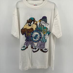 Charlotte Hornets Looney Toones Bugs Bunny Taz T-Shirt Adult XL NBA Basketball